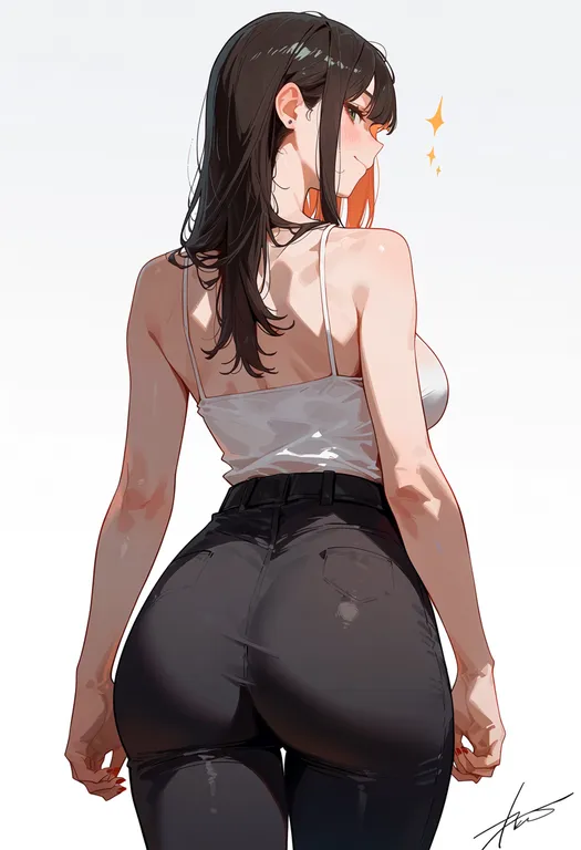 masterpiece, best quality, score_7, safe, signature, 1girl, solo, simple background — by k3scat, made with ComfyUI