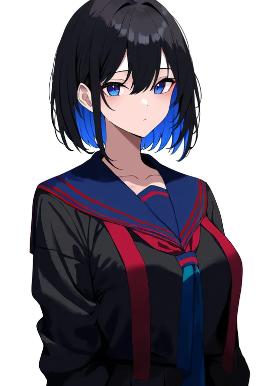 masterpiece, best quality, newest, absurdres, highres, safe, multicolored_clothes, 1girl, solo, simple_background — by k3scat, made with ComfyUI