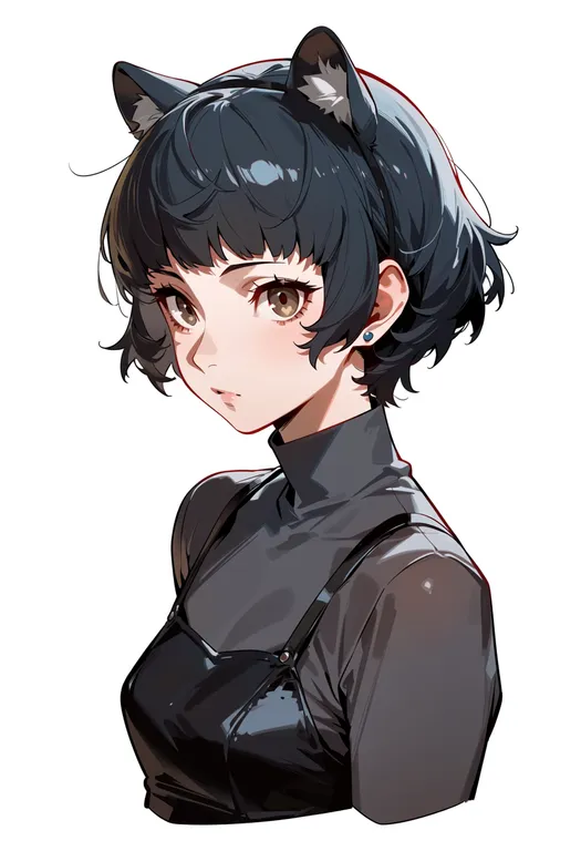 masterpiece, best quality, score_7, safe, panther (persona 5), persona 5, solo, upper body, simple background — by k3scat, made with ComfyUI