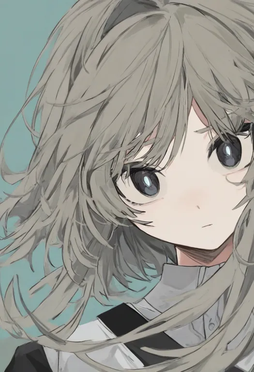 masterpiece, best quality, general, grey pupils, 1girl, solo, portrait, simple background — by k3scat, made with ComfyUI