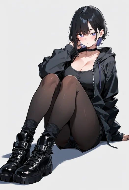 masterpiece, best quality, score_7, safe, hand on floor, 1girl, solo, simple background — by k3scat, made with ComfyUI