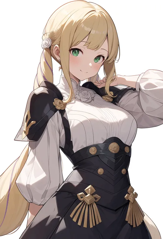 masterpiece, best quality, score_7, safe, elise (fire emblem), fire emblem, solo, upper body, simple background — by k3scat, made with ComfyUI