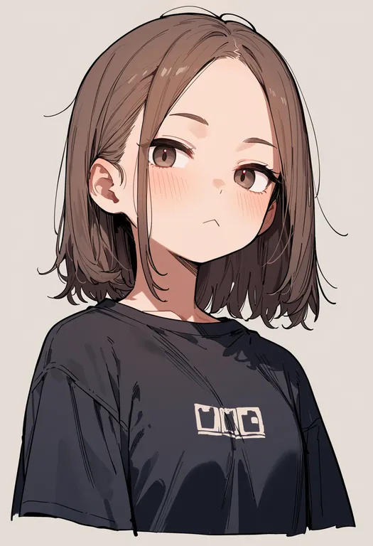 masterpiece, best quality, score_7, safe, :<, 1girl, solo, portrait, simple background — by k3scat, made with ComfyUI