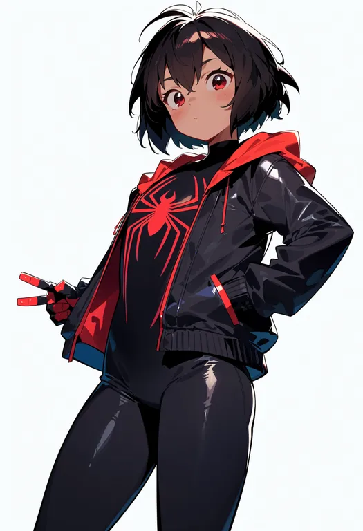 masterpiece, best quality, score_7, safe, spider-man: into the spider-verse, solo, simple background — by k3scat, made with ComfyUI