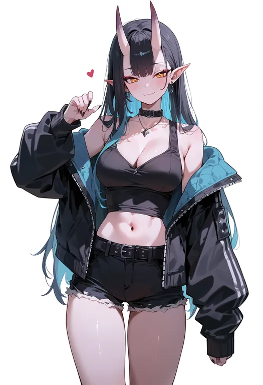 masterpiece, best quality, score_7, safe, oni, 1girl, solo, simple background — by k3scat, made with ComfyUI