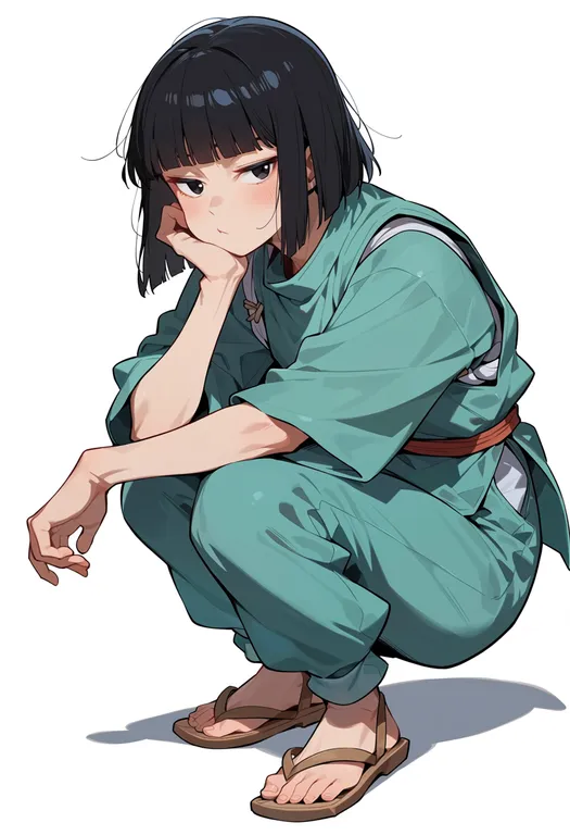 masterpiece, best quality, score_7, safe, sen to chihiro no kamikakushi, solo, simple background — by k3scat, made with ComfyUI