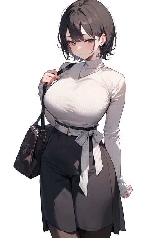 masterpiece, best quality, score_7, safe, waist ribbon, 1girl, solo, simple background — by k3scat, made with ComfyUI