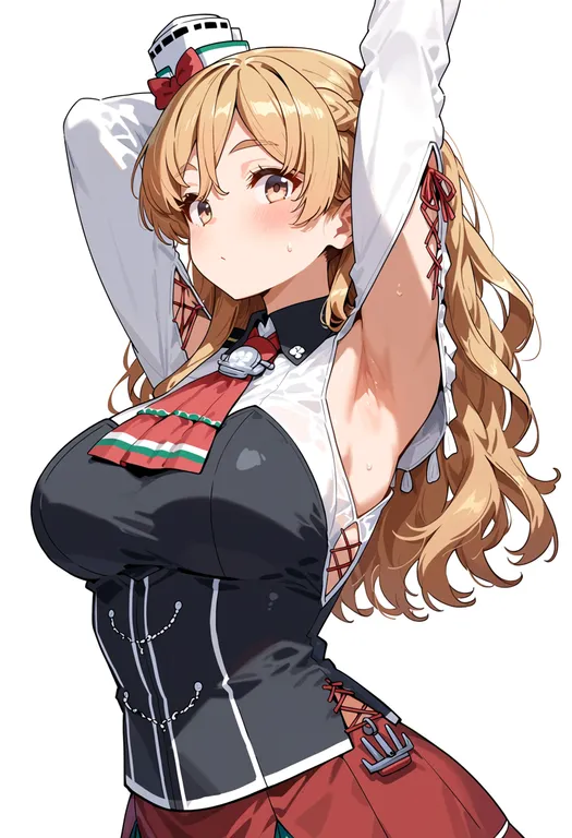 masterpiece, best quality, score_7, safe, zara (kancolle), solo, upper body, simple background — by k3scat, made with ComfyUI
