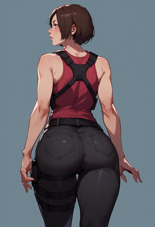 masterpiece, best quality, score_7, safe, resident evil requiem, solo, simple background — by k3scat, made with ComfyUI