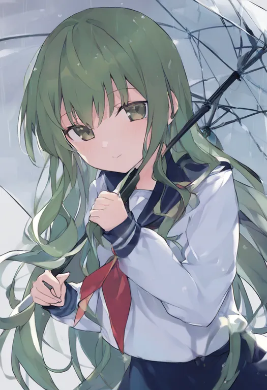 masterpiece, best quality, general, transparent umbrella, 1girl, solo, simple background — by k3scat, made with ComfyUI