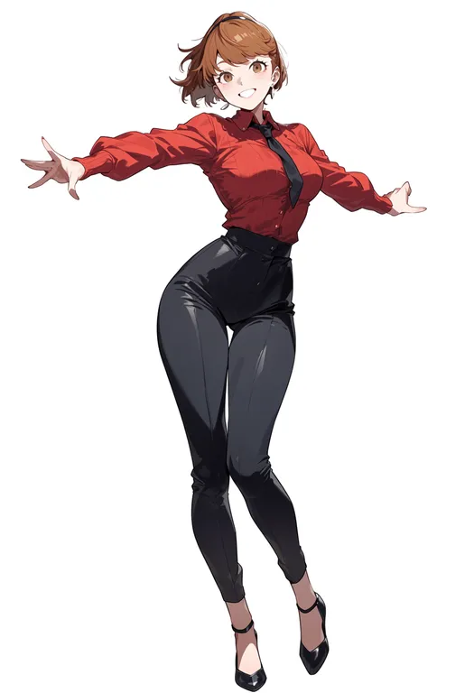 masterpiece, best quality, score_7, safe, persona dancing, solo, simple background — by k3scat, made with ComfyUI