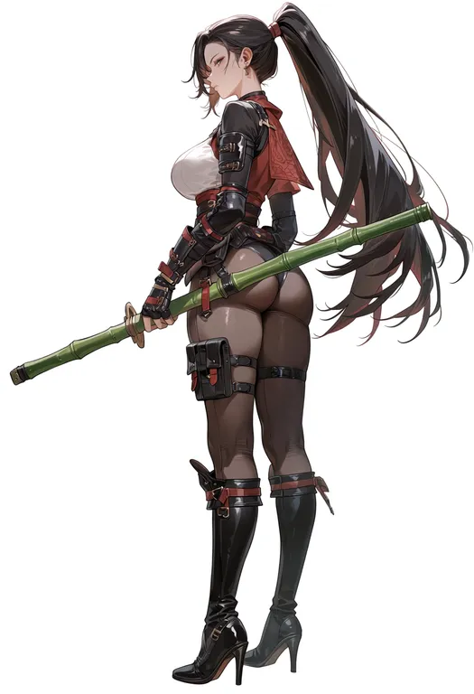 masterpiece, best quality, score_7, safe, bamboo blade, solo, simple background — by k3scat, made with ComfyUI
