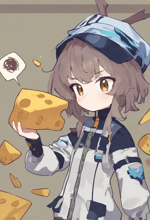 masterpiece, best quality, general, cheese, 1girl, solo, upper body, simple background — by k3scat, made with ComfyUI