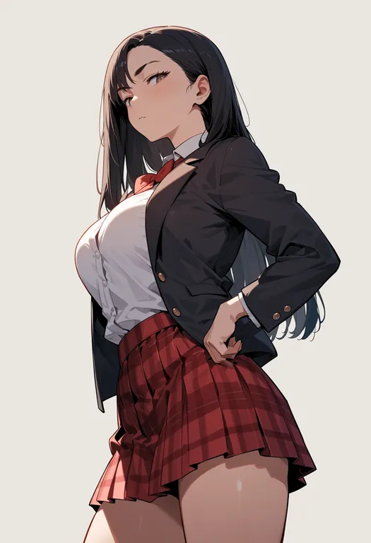 masterpiece, best quality, score_7, safe, school rumble, solo, simple background — by k3scat, made with ComfyUI