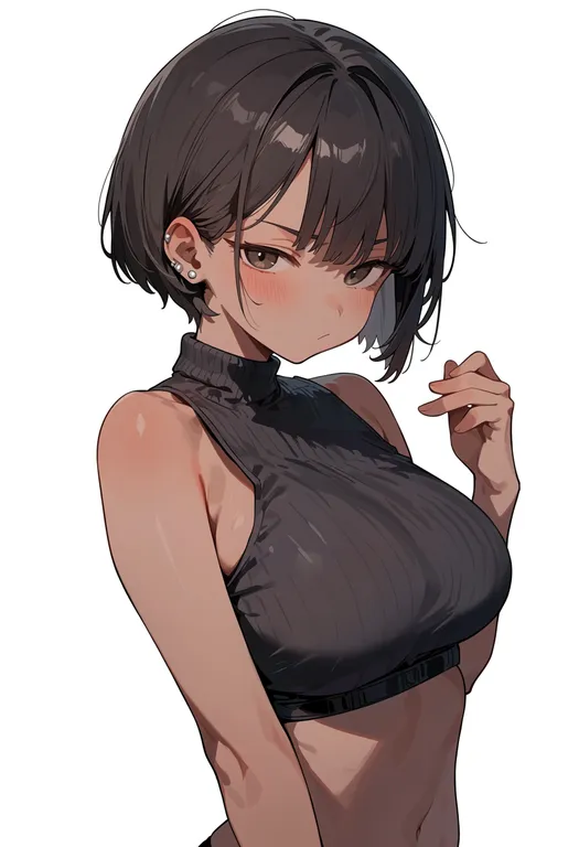 masterpiece, best quality, score_7, safe, smol ame, solo, upper body, simple background — by k3scat, made with ComfyUI
