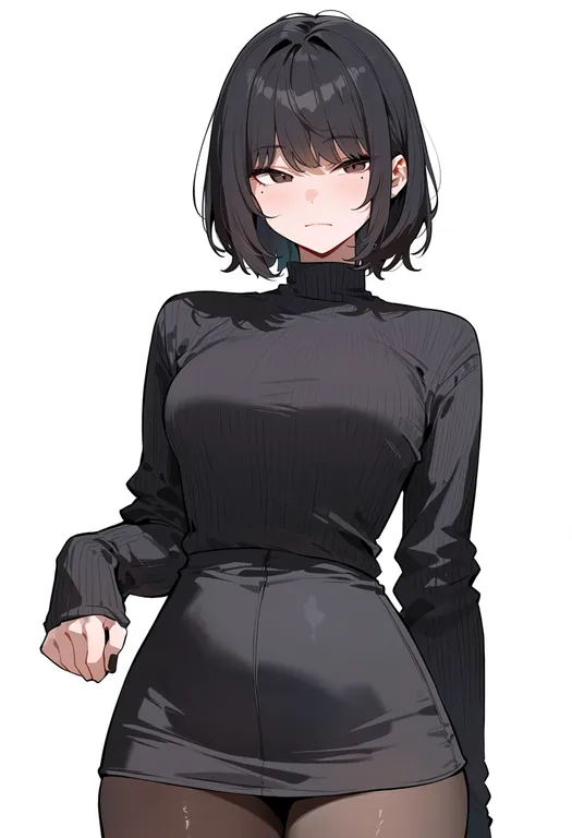 masterpiece, best quality, score_7, safe, mole under each eye, 1girl, solo, simple background — by k3scat, made with ComfyUI