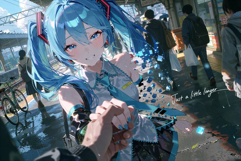 zidiusArt, --preview，@wdlnai13, wdlc48, Ani2rel, 2d anima, A first-person encounter with a blue-haired Hatsune Miku who… — by 天才美少女, made with ComfyUI