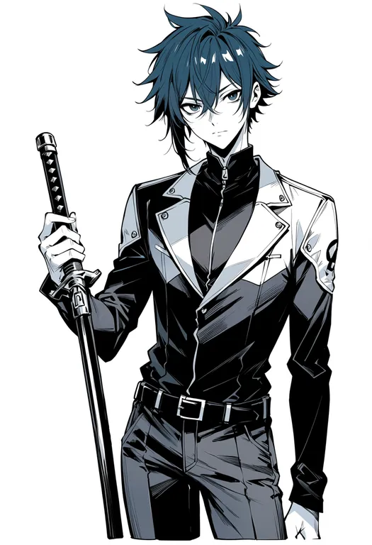masterpiece, best quality, score_7, safe, d.gray-man, solo, simple background — by k3scat, made with ComfyUI