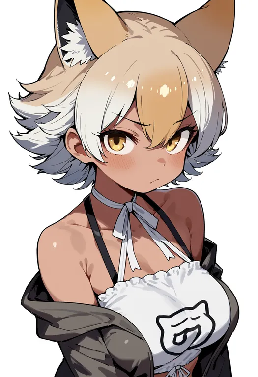 masterpiece, best quality, score_7, safe, coyote (kemono friends), kemono friends, solo, upper body, simple background — by k3scat, made with ComfyUI