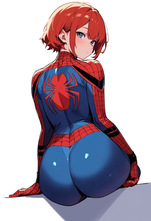masterpiece, best quality, score_7, safe, spider-man (series), solo, simple background — by k3scat, made with ComfyUI