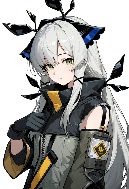 masterpiece, best quality, score_7, safe, weedy (arknights), arknights, solo, upper body, simple background — by k3scat, made with ComfyUI