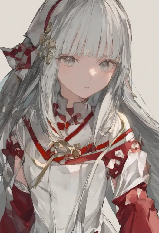 masterpiece, best quality, general, red sleeves, 1girl, solo, upper body, simple background — by k3scat, made with ComfyUI