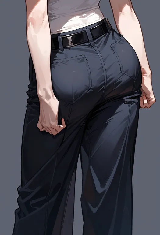 masterpiece, best quality, score_7, safe, black belt, 1girl, solo, simple background — by k3scat, made with ComfyUI