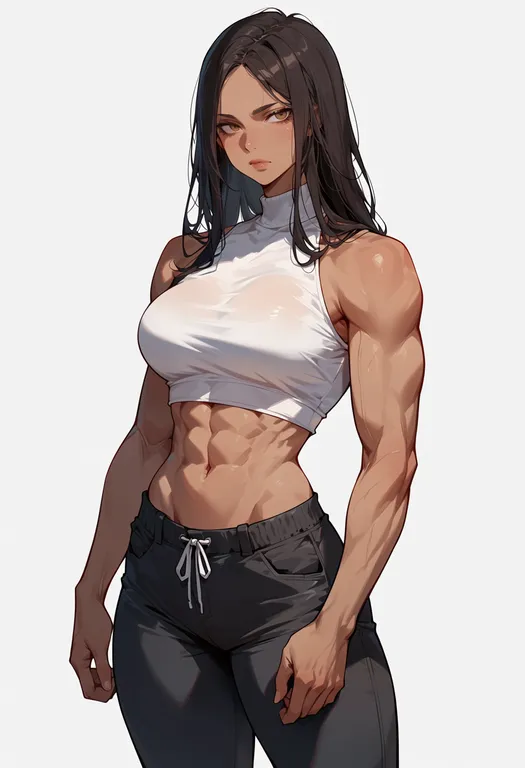masterpiece, best quality, score_7, safe, toned, 1girl, solo, simple background — by k3scat, made with ComfyUI