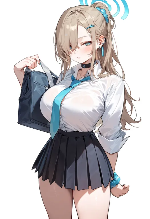 masterpiece, best quality, score_7, safe, hairpin, 1girl, solo, simple background — by k3scat, made with ComfyUI