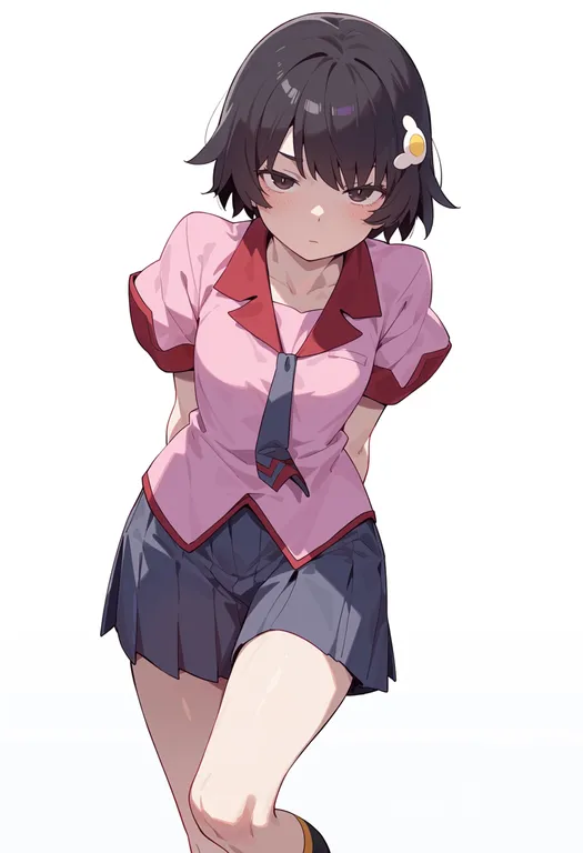 masterpiece, best quality, score_7, safe, nisemonogatari, solo, simple background — by k3scat, made with ComfyUI