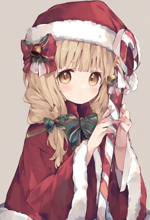 masterpiece, best quality, general, candy cane, 1girl, solo, upper body, simple background — by k3scat, made with ComfyUI