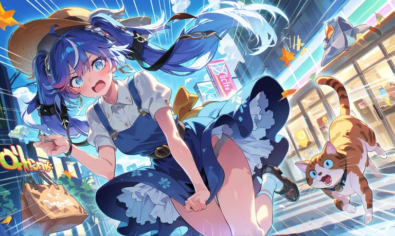 @yoneyama mai, @izumi tsubasu, @oni-noboru, nsfw, iuno (wuthering waves), street, floral dress mid fall, embarrassed… — by 羽劫, made with ComfyUI