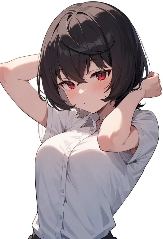 masterpiece, best quality, score_7, safe, sakuma ritsu, solo, upper body, simple background — by k3scat, made with ComfyUI
