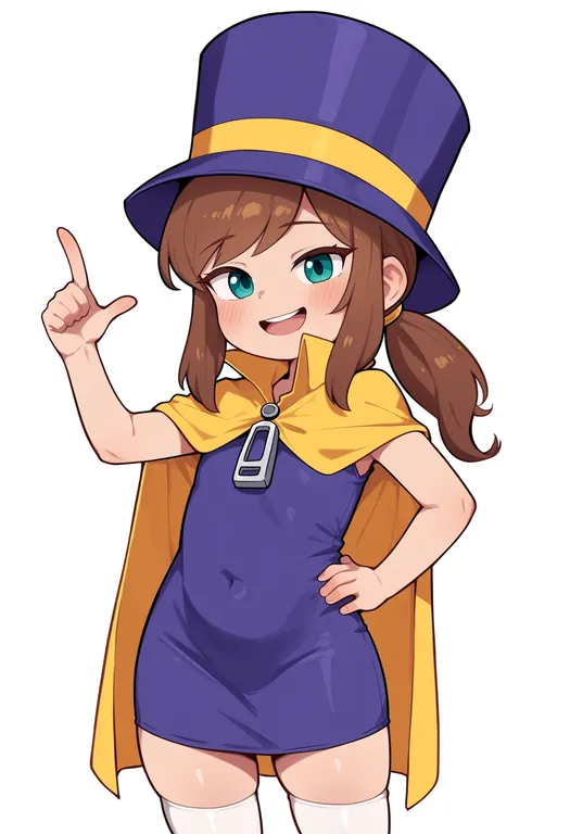 masterpiece, best quality, score_7, safe, a hat in time, solo, simple background — by k3scat, made with ComfyUI