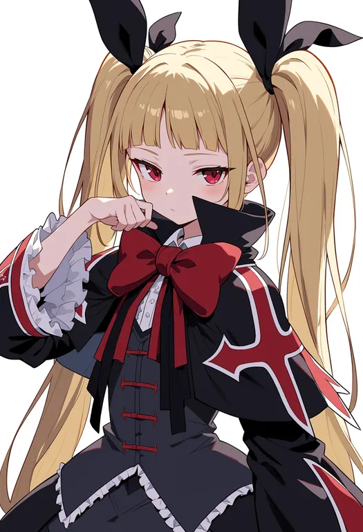 masterpiece, best quality, score_7, safe, rachel alucard, solo, upper body, simple background — by k3scat, made with ComfyUI