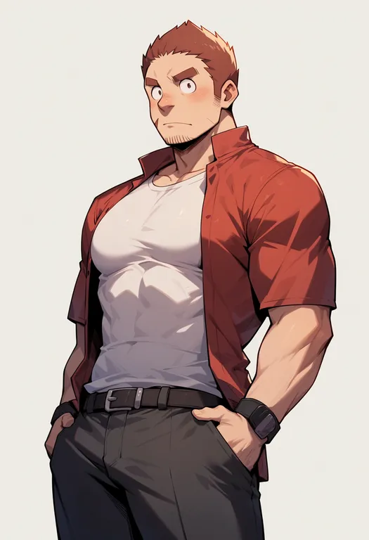 masterpiece, best quality, score_7, safe, tamamura gunzo, solo, upper body, simple background — by k3scat, made with ComfyUI