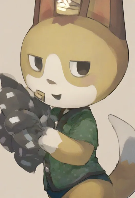 masterpiece, best quality, general, rover (animal crossing), animal crossing, solo, upper body, simple background — by k3scat, made with ComfyUI