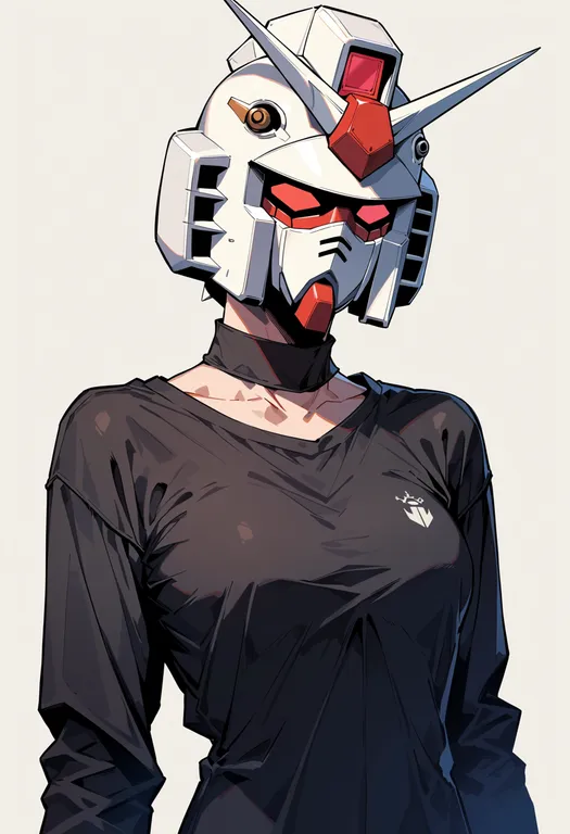 masterpiece, best quality, score_7, safe, rx-78-2 gundam, solo, upper body, simple background — by k3scat, made with ComfyUI