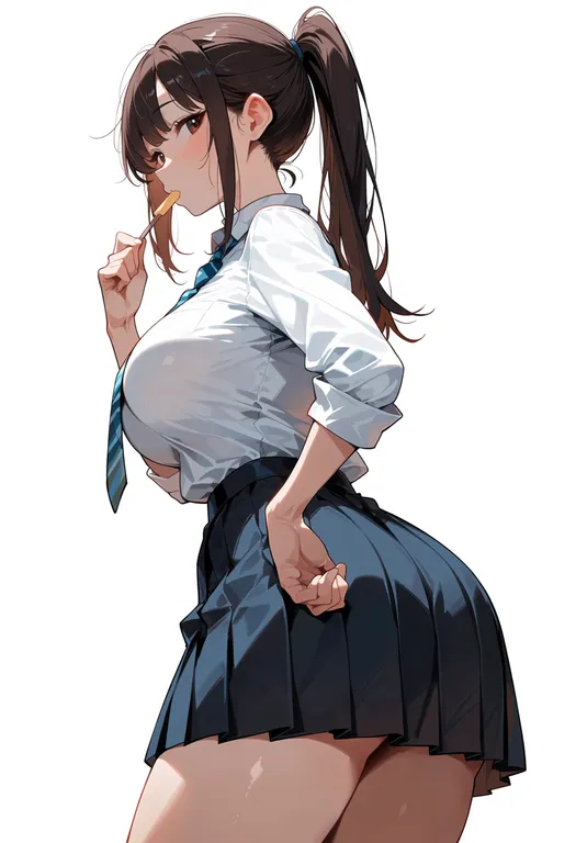 masterpiece, best quality, score_7, safe, yamazaki baking, solo, simple background — by k3scat, made with ComfyUI