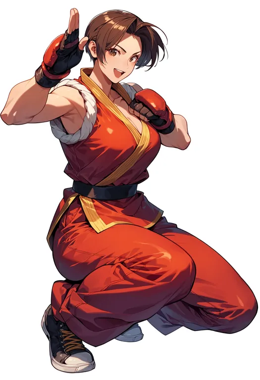masterpiece, best quality, score_7, safe, the king of fighters 2003, solo, simple background — by k3scat, made with ComfyUI