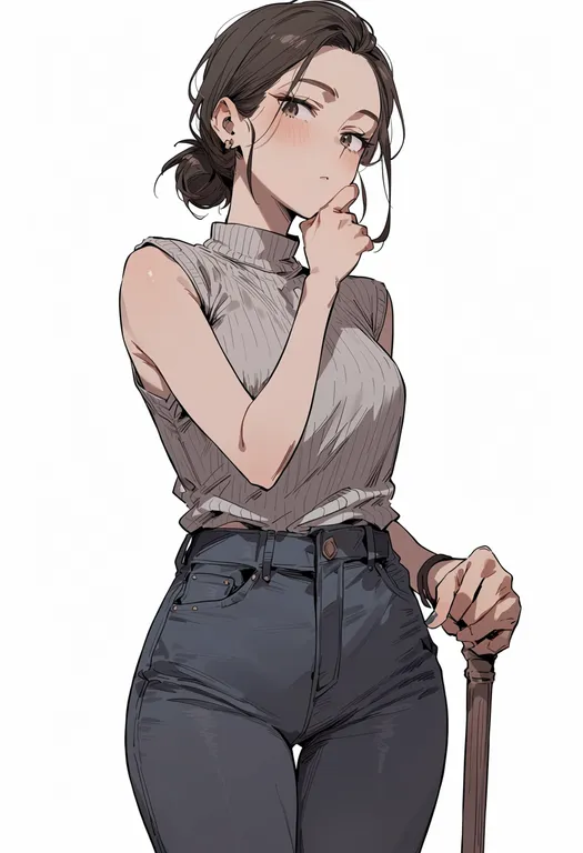 masterpiece, best quality, score_7, safe, overcast, 1girl, solo, simple background — by k3scat, made with ComfyUI