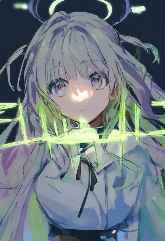 masterpiece, best quality, general, hologram, 1girl, solo, simple background — by k3scat, made with ComfyUI