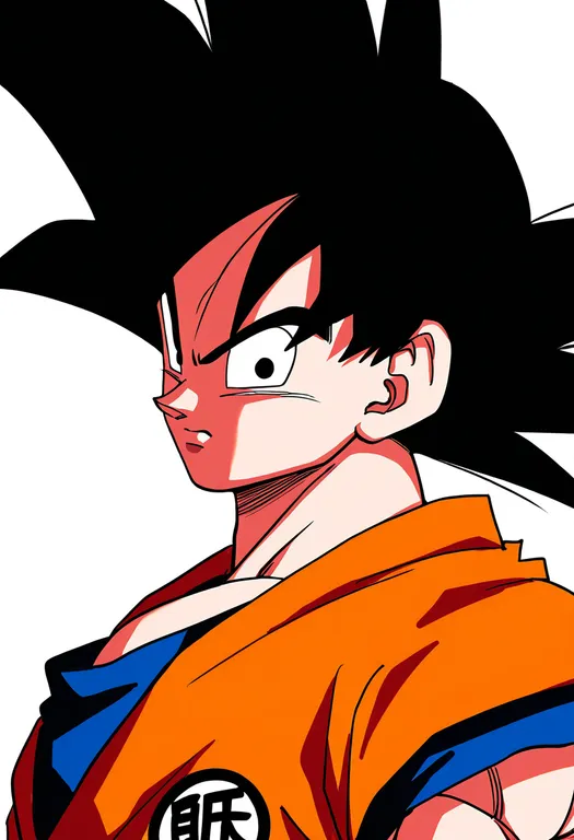 masterpiece, best quality, newest, absurdres, highres, safe, son_goku, dragon_ball, solo, upper_body, simple_background — by k3scat, made with ComfyUI