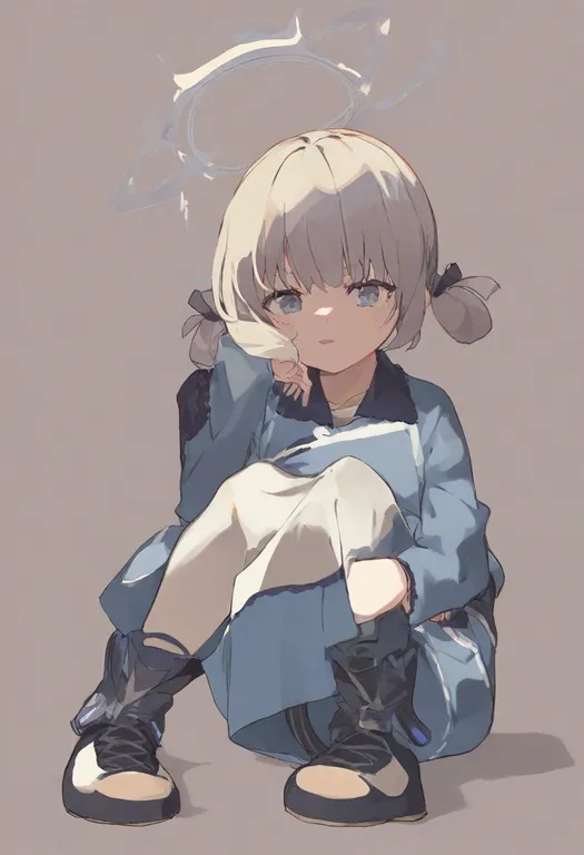 masterpiece, best quality, general, knees to chest, 1girl, solo, full body, simple background — by k3scat, made with ComfyUI