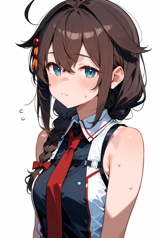 masterpiece, best quality, score_7, safe, shigure kai san (kancolle), solo, upper body, simple background — by k3scat, made with ComfyUI