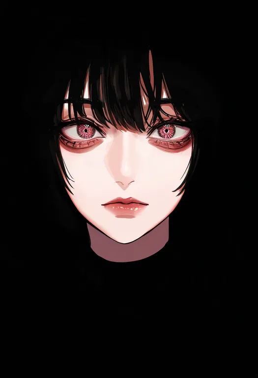 masterpiece, best quality, newest, absurdres, highres, safe, bloodshot_eyes, 1girl, solo, portrait, simple_background — by k3scat, made with ComfyUI