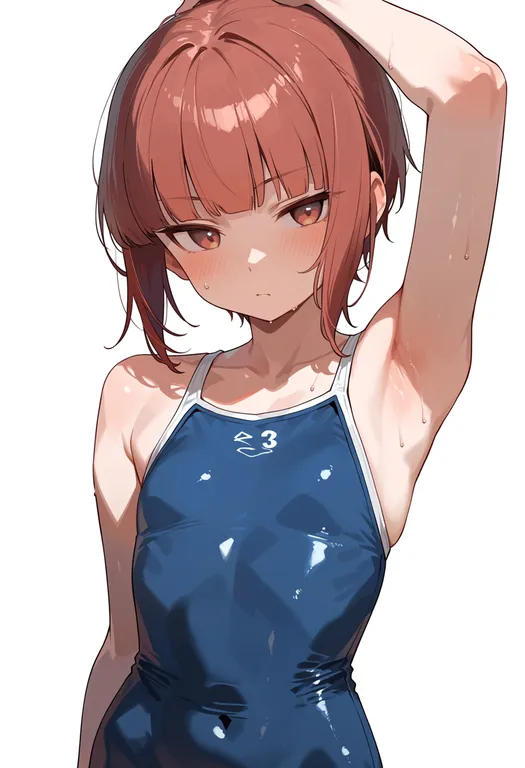 masterpiece, best quality, score_7, safe, z3 max schultz (swimsuit) (kancolle), solo, upper body, simple background — by k3scat, made with ComfyUI