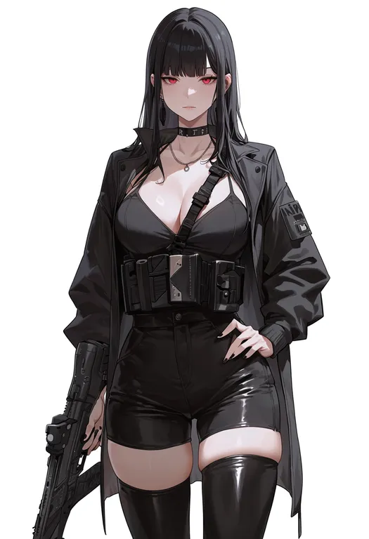 masterpiece, best quality, score_7, safe, psycho-pass, solo, simple background — by k3scat, made with ComfyUI