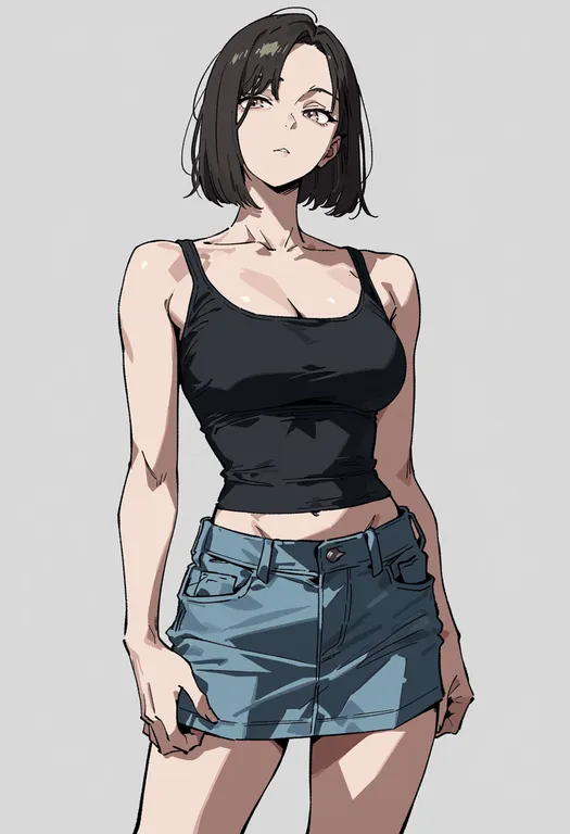 masterpiece, best quality, score_7, safe, side part, 1girl, solo, simple background — by k3scat, made with ComfyUI