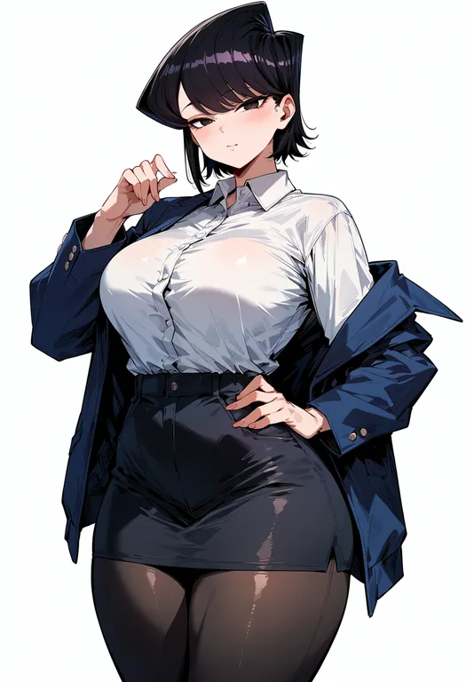masterpiece, best quality, score_7, safe, komi-san wa komyushou desu, solo, simple background — by k3scat, made with ComfyUI